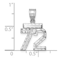 Sterling Silver Rhodium-plated Diamond-cut #72 Charm