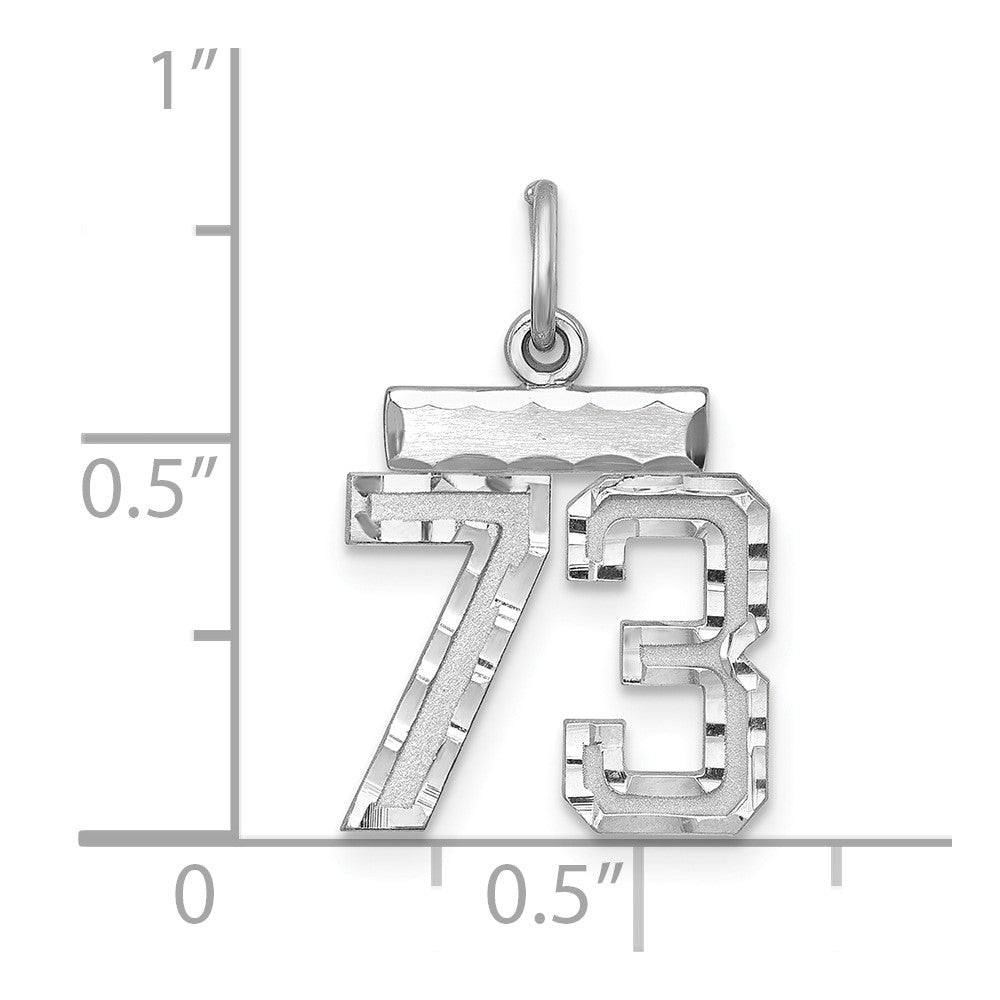 Sterling Silver Rhodium-plated Diamond-cut #73 Charm