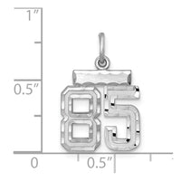 Sterling Silver Rhodium-plated Diamond-cut #85 Charm