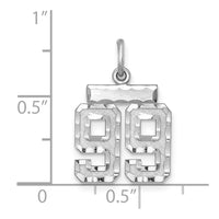 Sterling Silver Rhodium-plated Diamond-cut #99 Charm