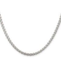 Sterling Silver Rhodium-plated 3mm Round Spiga Chain