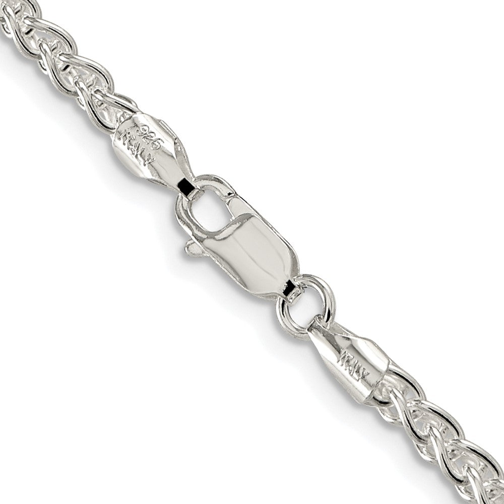 Sterling Silver Rhodium-plated 3mm Round Spiga Chain