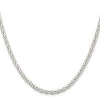 Sterling Silver Rhodium-plated 3.7mm Round Spiga Chain