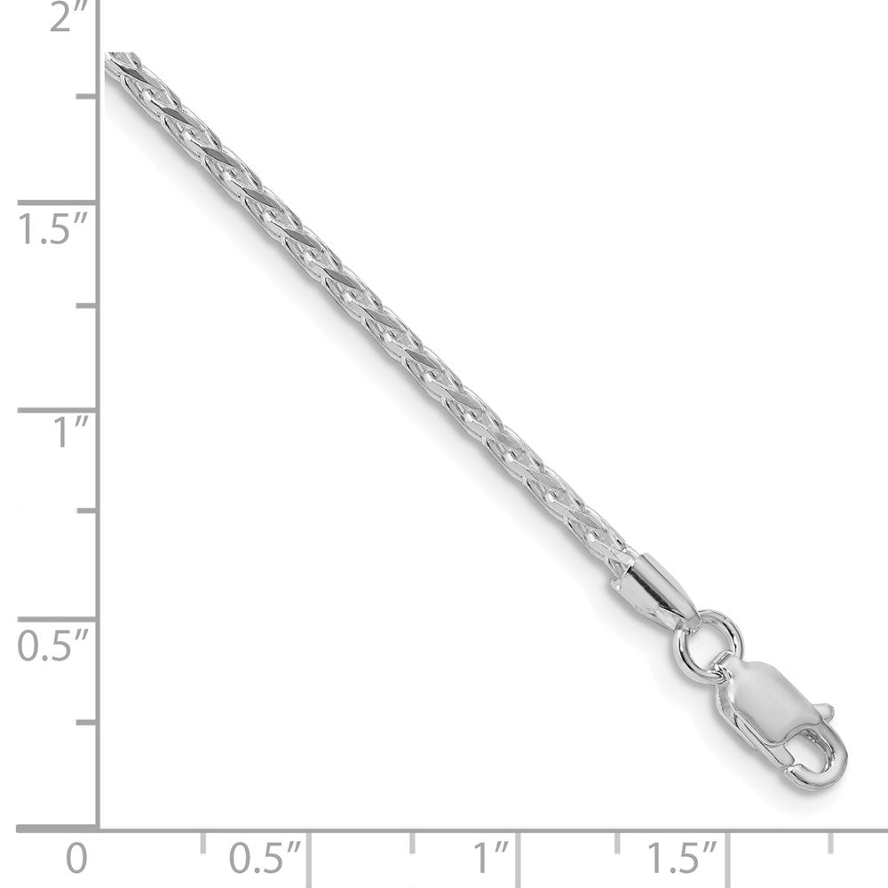 Sterling Silver Rhodium-plated 2.15mm Diamond-cut Round Spiga Chain