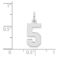 Sterling Silver/Rhodium-plated Polished Number 5 Charm