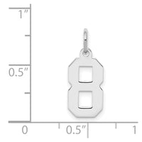 Sterling Silver/Rhodium-plated Polished Number 8 Charm