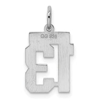 Sterling Silver/Rhodium-plated Polished Number 13 Charm