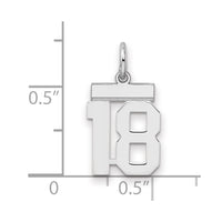Sterling Silver/Rhodium-plated Polished Number 18 Charm