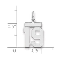 Sterling Silver/Rhodium-plated Polished Number 19 Charm