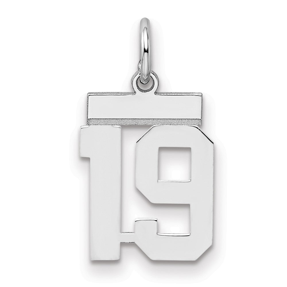 Sterling Silver/Rhodium-plated Polished Number 19 Charm