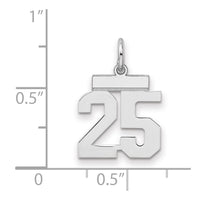 Sterling Silver/Rhodium-plated Polished Number 25 Charm