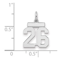 Sterling Silver/Rhodium-plated Polished Number 26 Charm