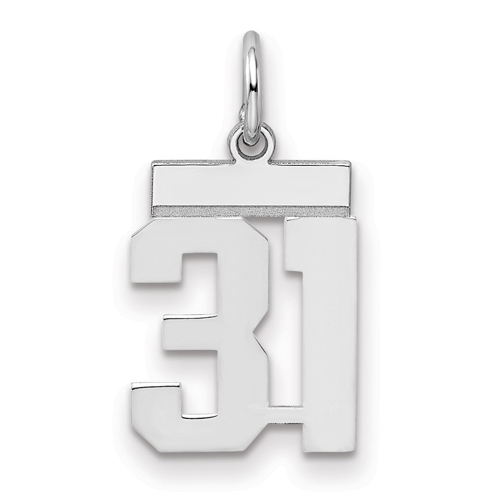 Sterling Silver/Rhodium-plated Polished Number 31 Charm