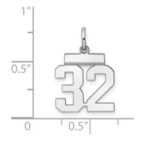 Sterling Silver/Rhodium-plated Polished Number 32 Charm
