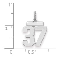 Sterling Silver/Rhodium-plated Polished Number 37 Charm