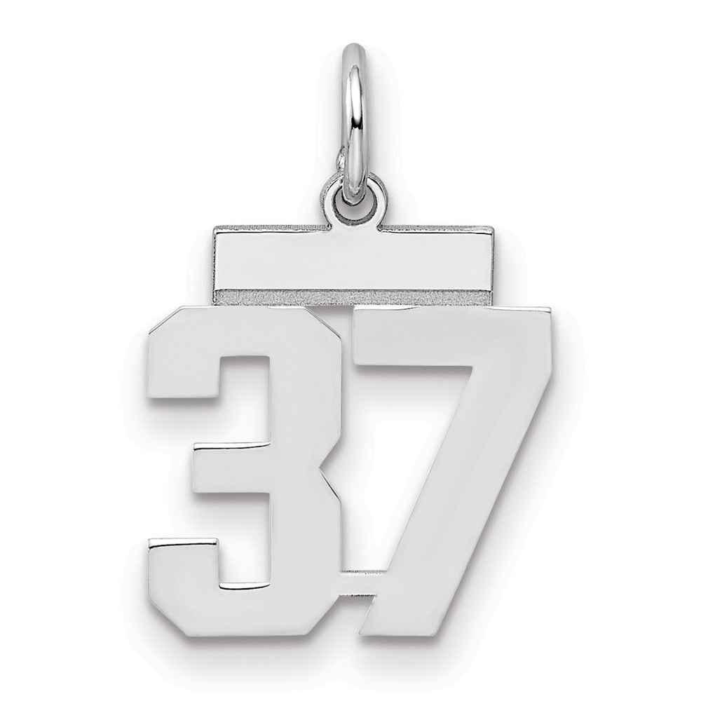 Sterling Silver/Rhodium-plated Polished Number 37 Charm