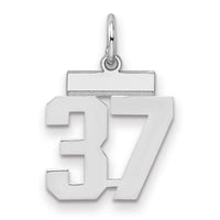 Sterling Silver/Rhodium-plated Polished Number 37 Charm