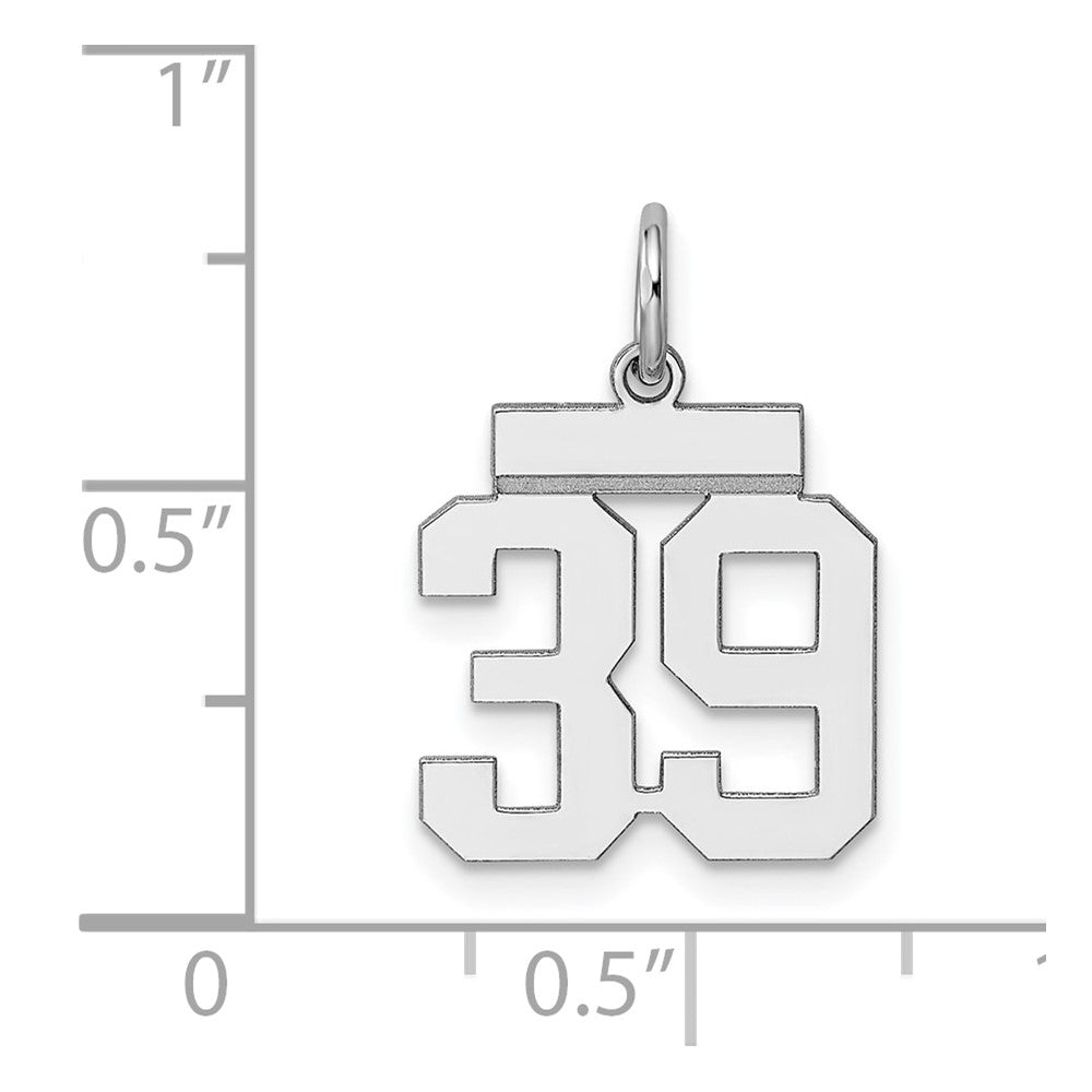 Sterling Silver/Rhodium-plated Polished Number 39 Charm