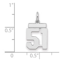 Sterling Silver/Rhodium-plated Polished Number 51 Charm