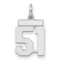 Sterling Silver/Rhodium-plated Polished Number 51 Charm