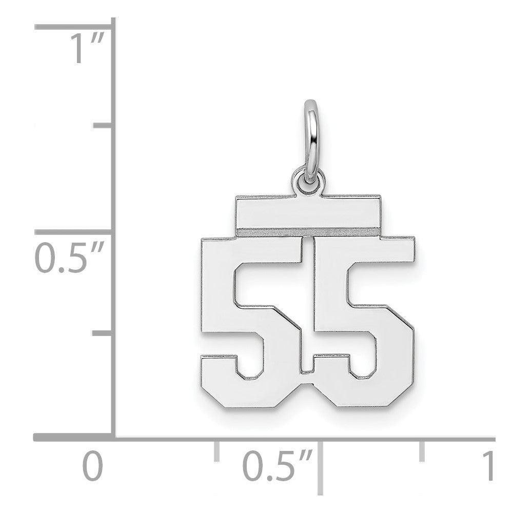 Sterling Silver/Rhodium-plated Polished Number 55 Charm