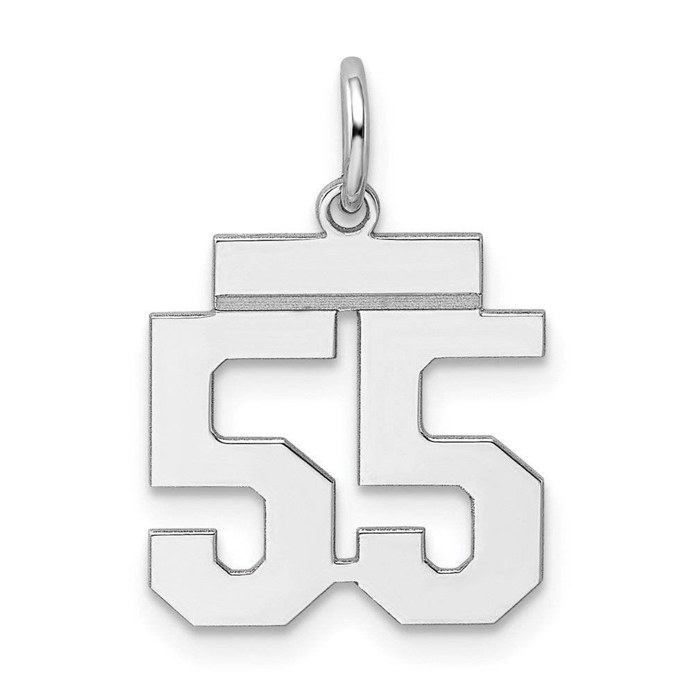 Sterling Silver/Rhodium-plated Polished Number 55 Charm
