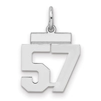 Sterling Silver/Rhodium-plated Polished Number 57 Charm