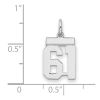 Sterling Silver/Rhodium-plated Polished Number 61 Charm