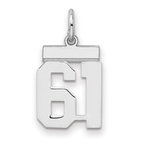 Sterling Silver/Rhodium-plated Polished Number 61 Charm