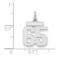 Sterling Silver/Rhodium-plated Polished Number 65 Charm