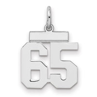 Sterling Silver/Rhodium-plated Polished Number 65 Charm