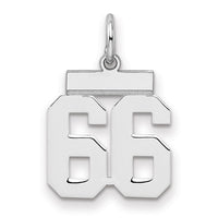 Sterling Silver/Rhodium-plated Polished Number 66 Charm
