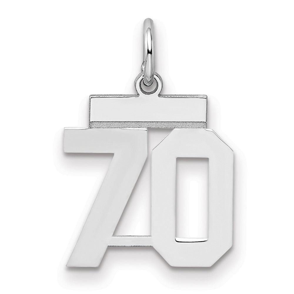 Sterling Silver/Rhodium-plated Polished Number 70 Charm