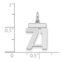 Sterling Silver/Rhodium-plated Polished Number 71 Charm