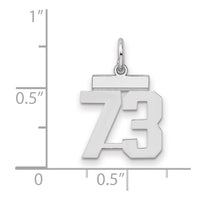 Sterling Silver/Rhodium-plated Polished Number 73 Charm