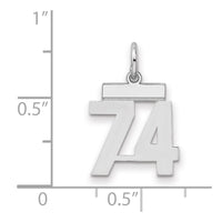 Sterling Silver/Rhodium-plated Polished Number 74 Charm