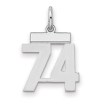 Sterling Silver/Rhodium-plated Polished Number 74 Charm