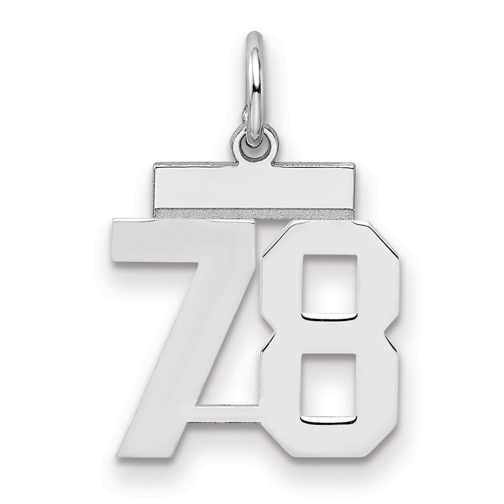 Sterling Silver/Rhodium-plated Polished Number 78 Charm