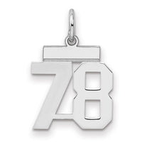Sterling Silver/Rhodium-plated Polished Number 78 Charm