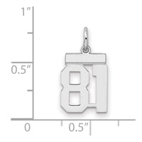 Sterling Silver/Rhodium-plated Polished Number 81 Charm