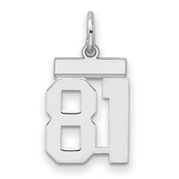 Sterling Silver/Rhodium-plated Polished Number 81 Charm