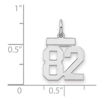 Sterling Silver/Rhodium-plated Polished Number 82 Charm