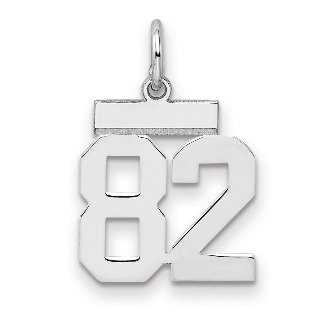 Sterling Silver/Rhodium-plated Polished Number 82 Charm
