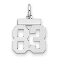 Sterling Silver/Rhodium-plated Polished Number 83 Charm