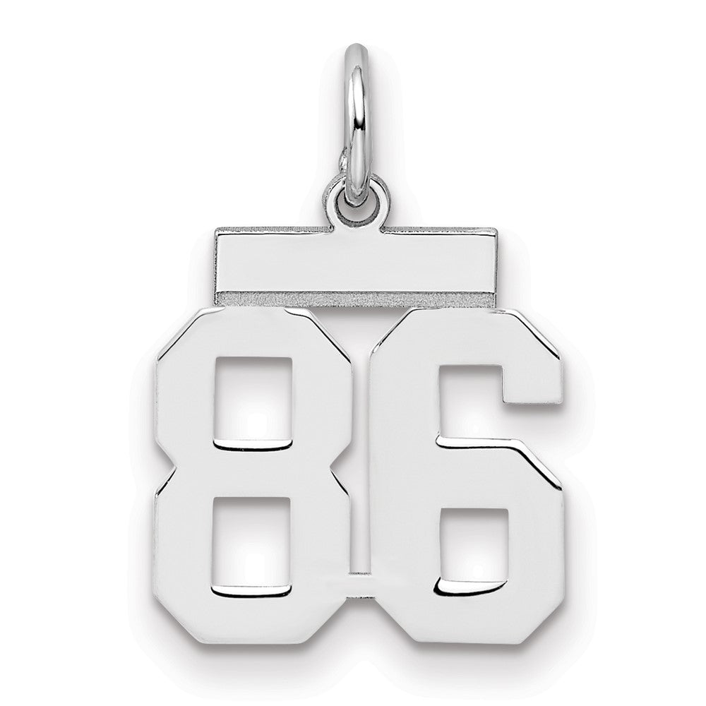 Sterling Silver/Rhodium-plated Polished Number 86 Charm