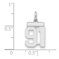 Sterling Silver/Rhodium-plated Polished Number 91 Charm