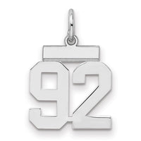 Sterling Silver/Rhodium-plated Polished Number 92 Charm