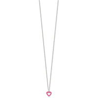 SS Polished Pink Enameled Heart Post Youth Earring and Necklace Set