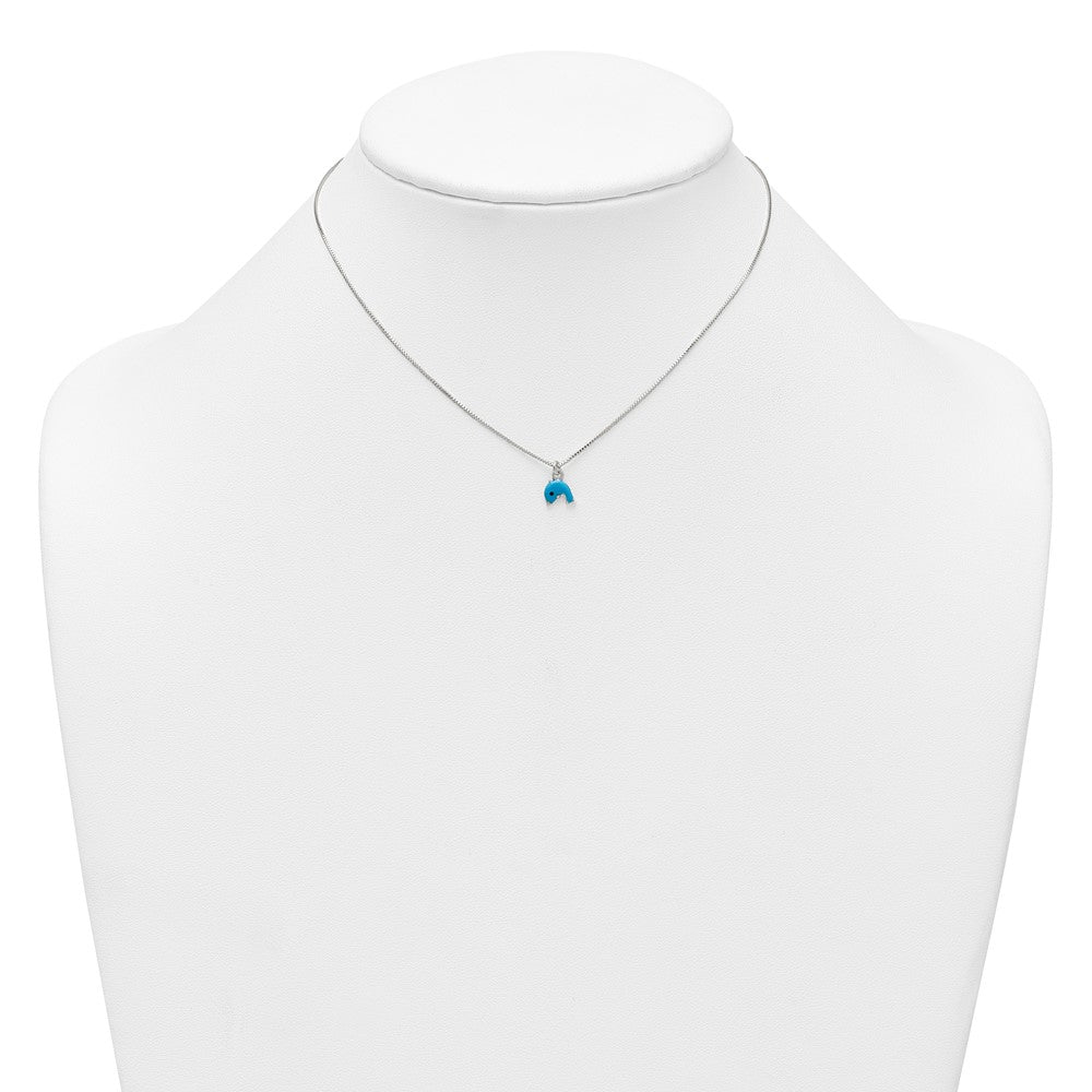 SS Polished Enameled Dolphin 14 Inch Necklace and Post Earrings Set