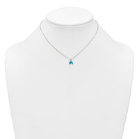 SS Polished Enameled Dolphin 14 Inch Necklace and Post Earrings Set
